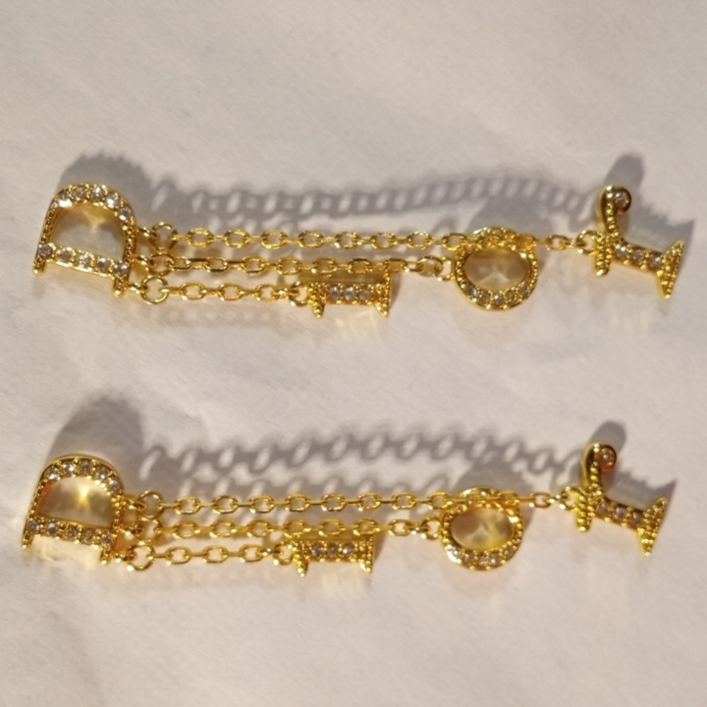 WOMEN'S CHRISTIAN DIOR GOLD CRYSTAL DANGLING EARRINGS